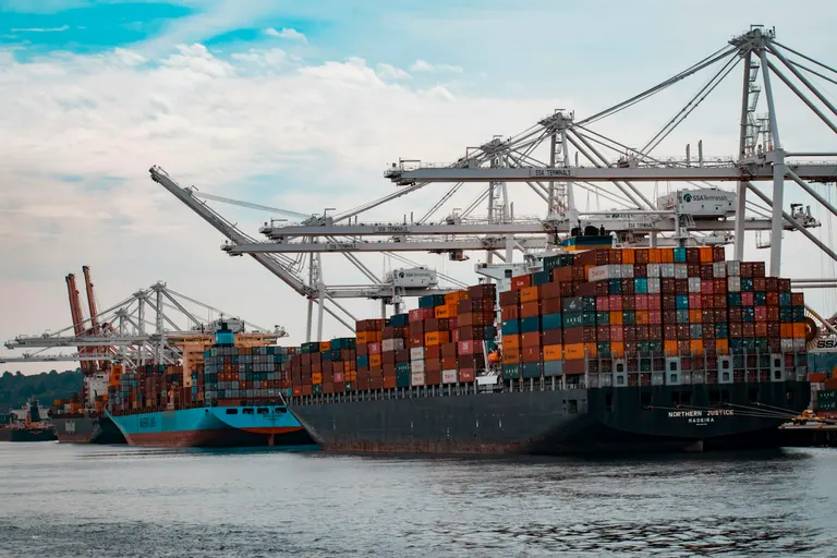 Container shipping and maritime trade, illustrative photograph